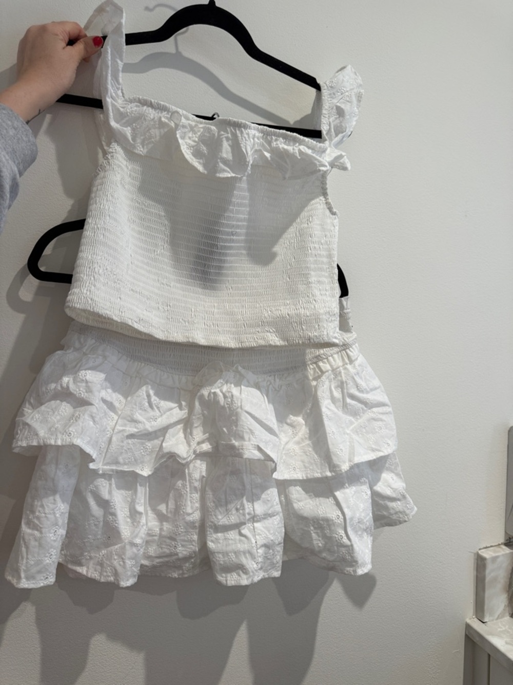 wild fable White Eyelet Ruffled Two-Piece Set